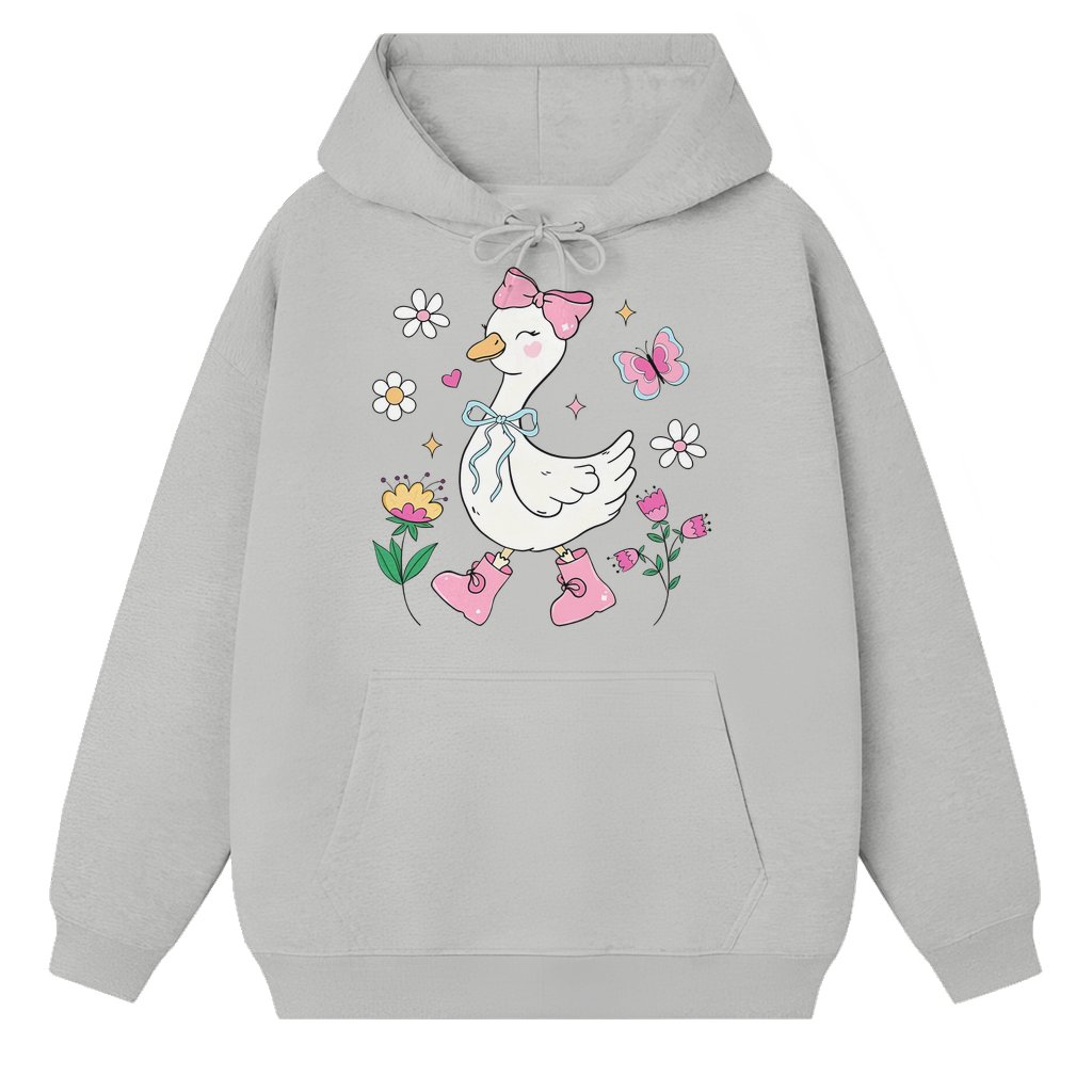 Funny Pink Coquette Mama Goose Hoodie – Spring Gift for Mom Cute Girly Floral - front view