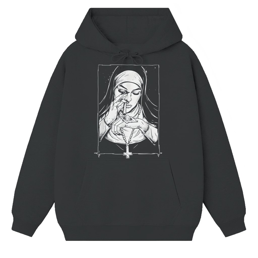 Funny Unholy Nun Hoodie – Gift for Him Trendy Streetwear - front view