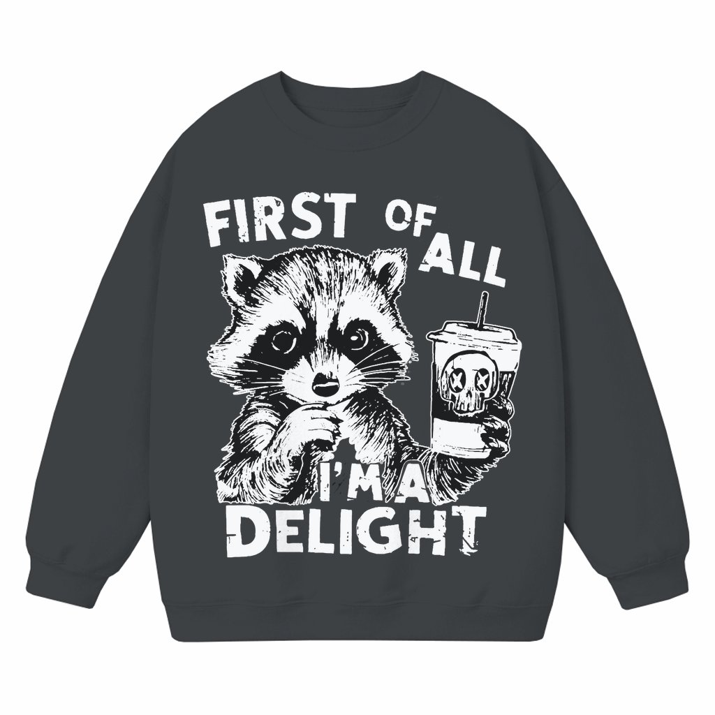 Funny Sarcastic Raccoon Sweatshirt – Birthday Gift for Him Her Vintage Style - front view