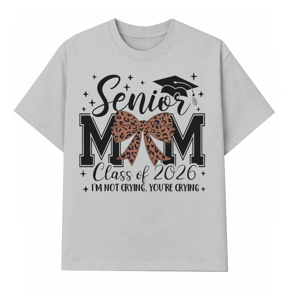 Coquette Leopard Bow Senior Mom Class Of 2026 T-shirt – Graduation Gift for Senior Mom - front view