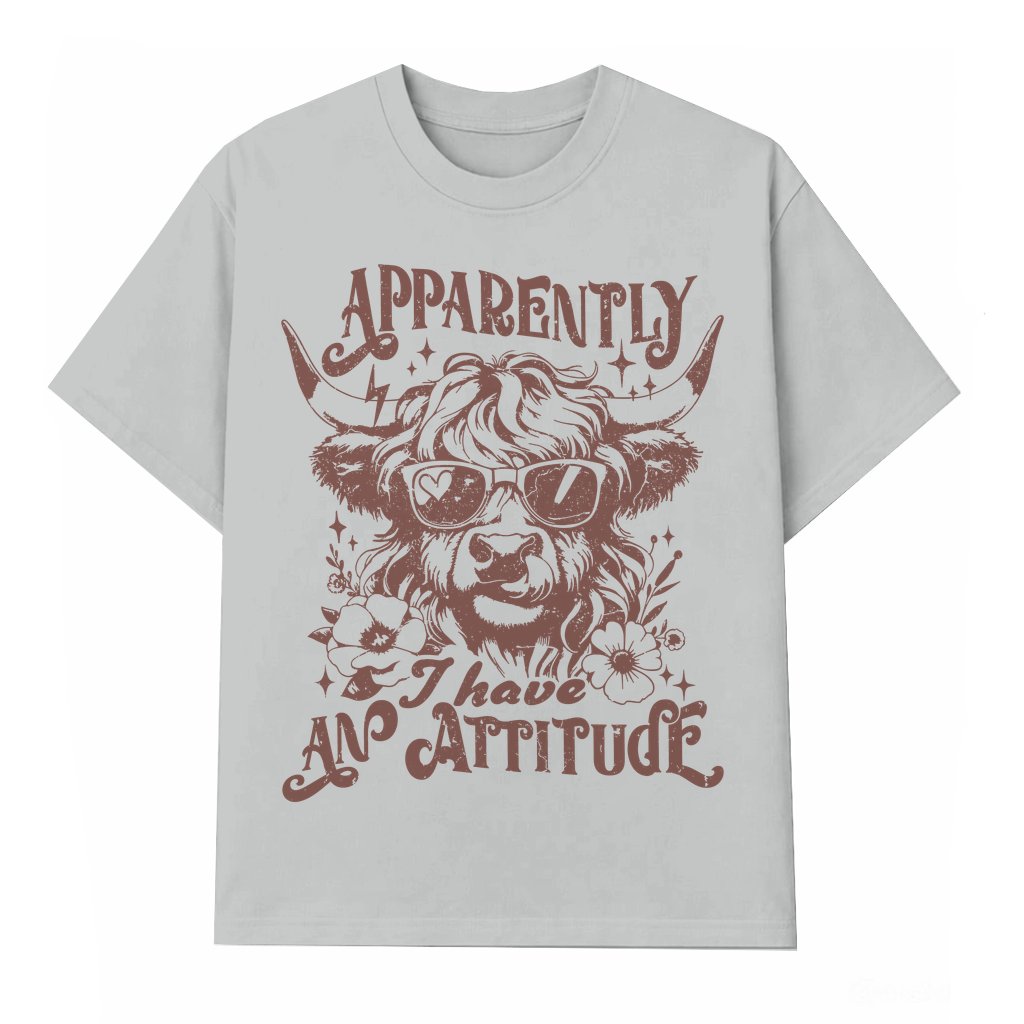Funny Sarcastic Highland Cow T-shirt – Funny Gift for Men Women Western Attitude - front view
