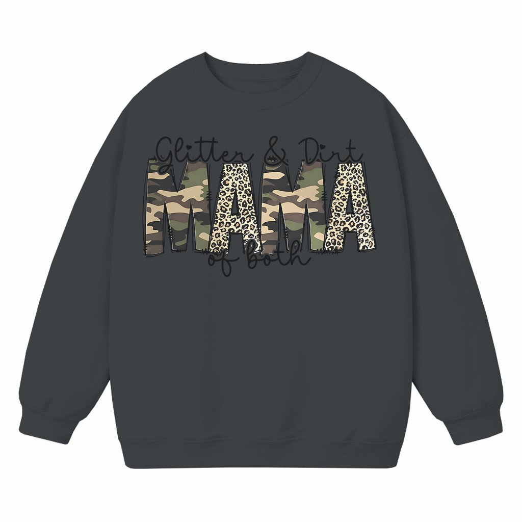 Camo Leopard Mama Sweatshirt – Gift for Mom Glitter - front view