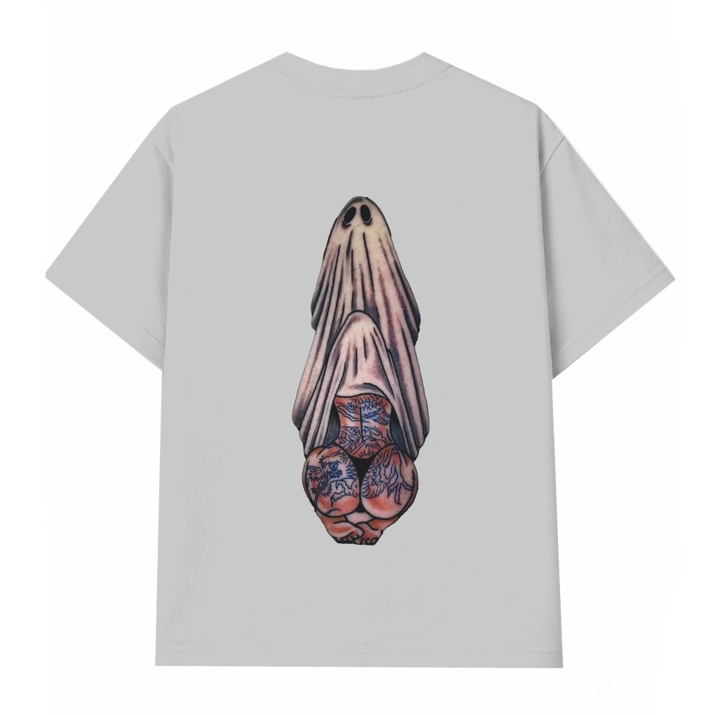 Funny Tattooed Lady Ghost T-shirt – Halloween Gift Classic Streetwear - front view