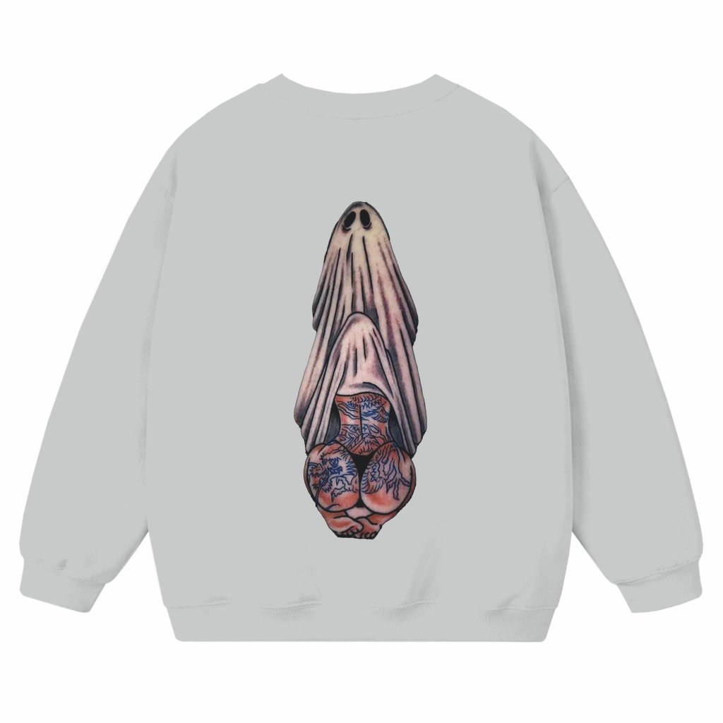 Funny Tattooed Lady and Ghost Sweatshirt – Halloween Gift Classic Funny - front view
