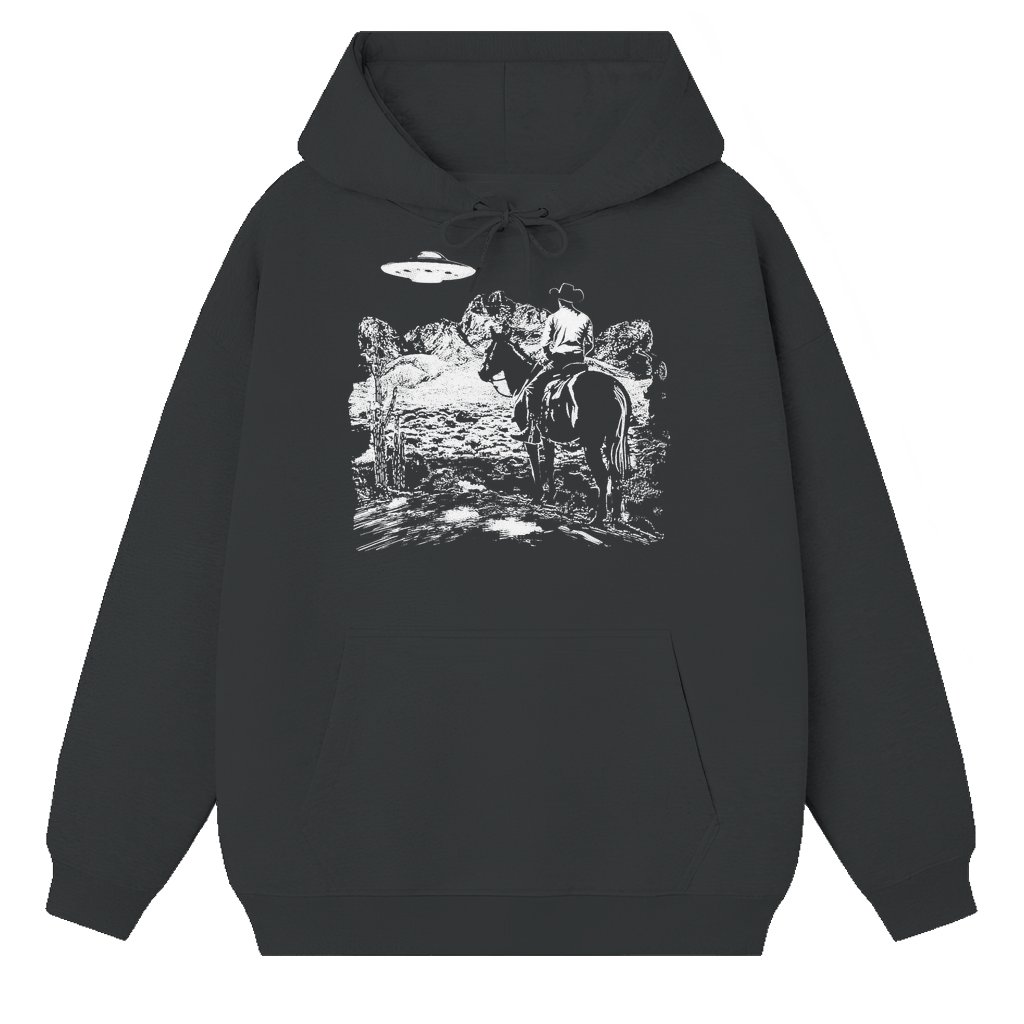 Vintage Ufo Western Hoodie – Gift for Men Women Retro Cowboy Style - front view