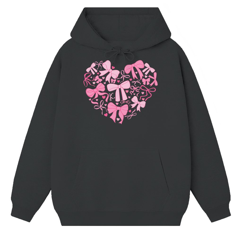 Coquette Pink Bow Hoodie – Valentine's Day Gift for Her Trendy - front view
