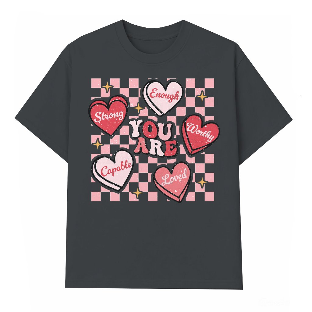 Retro Heart Love T-shirt – Valentine's Day Gift for Teacher Trendy - front view