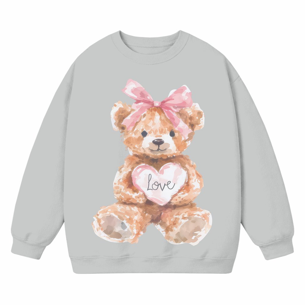 Cute Love Teddy Bear Sweatshirt – Valentine's Day Gift for Women Trendy Crewneck - front view