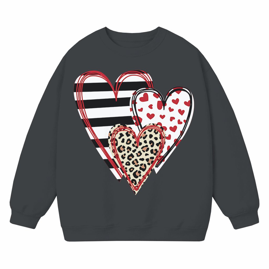 Doodle Hearts Sweatshirt – Valentine's Day Gift for Girlfriend and Mom Cute Trendy - front view
