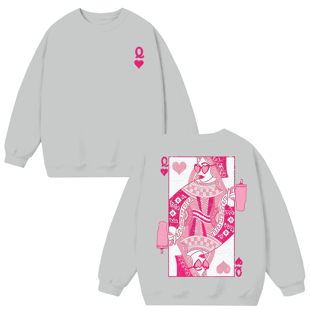 Queen of Hearts Sweatshirt – Valentine's Day Card Game Gift for Men and Women - front view