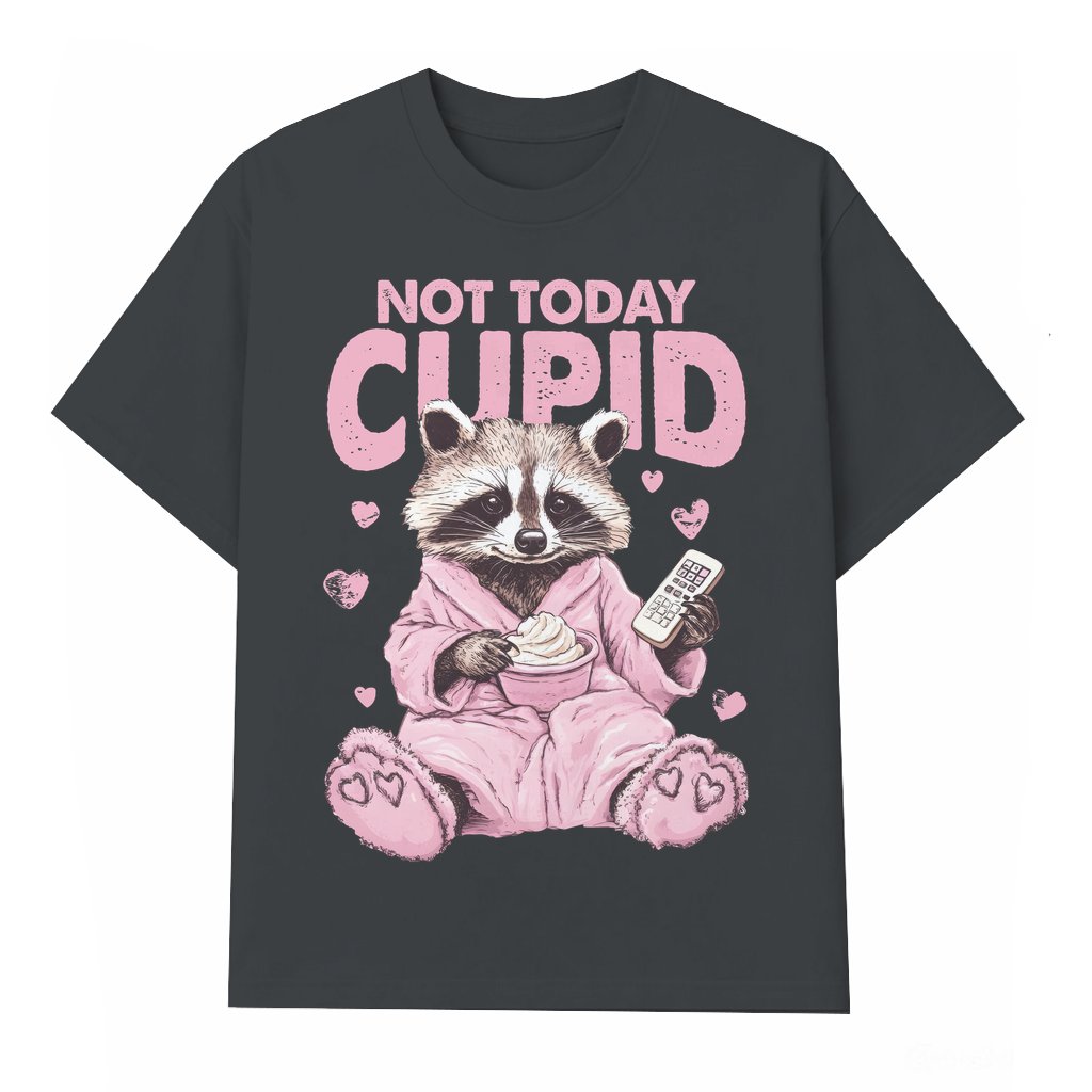 Not Today Cupid Raccoon T-shirt – Valentine's Day Gift for Gay Funny Sarcastic - front view