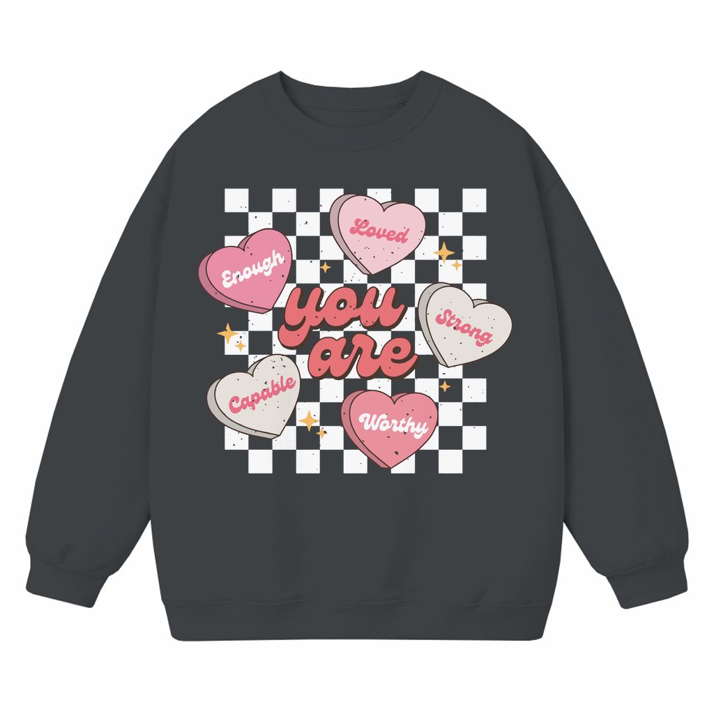 Teacher Retro Heart Sweatshirt – Valentine's Day Gift for Her Cute Trendy - front view