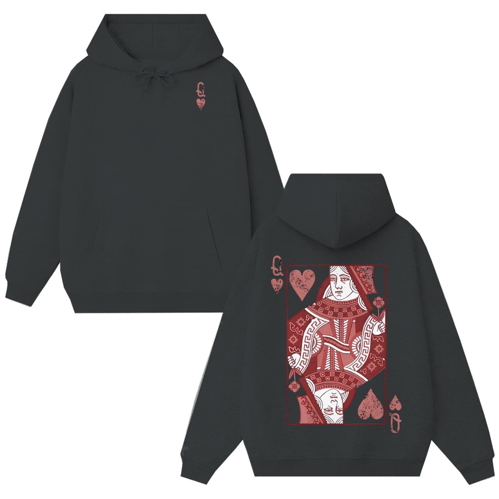 Funny Queen Of Hearts Hoodie – Valentine's Day Gift for Mom 2 Sided Print - front view