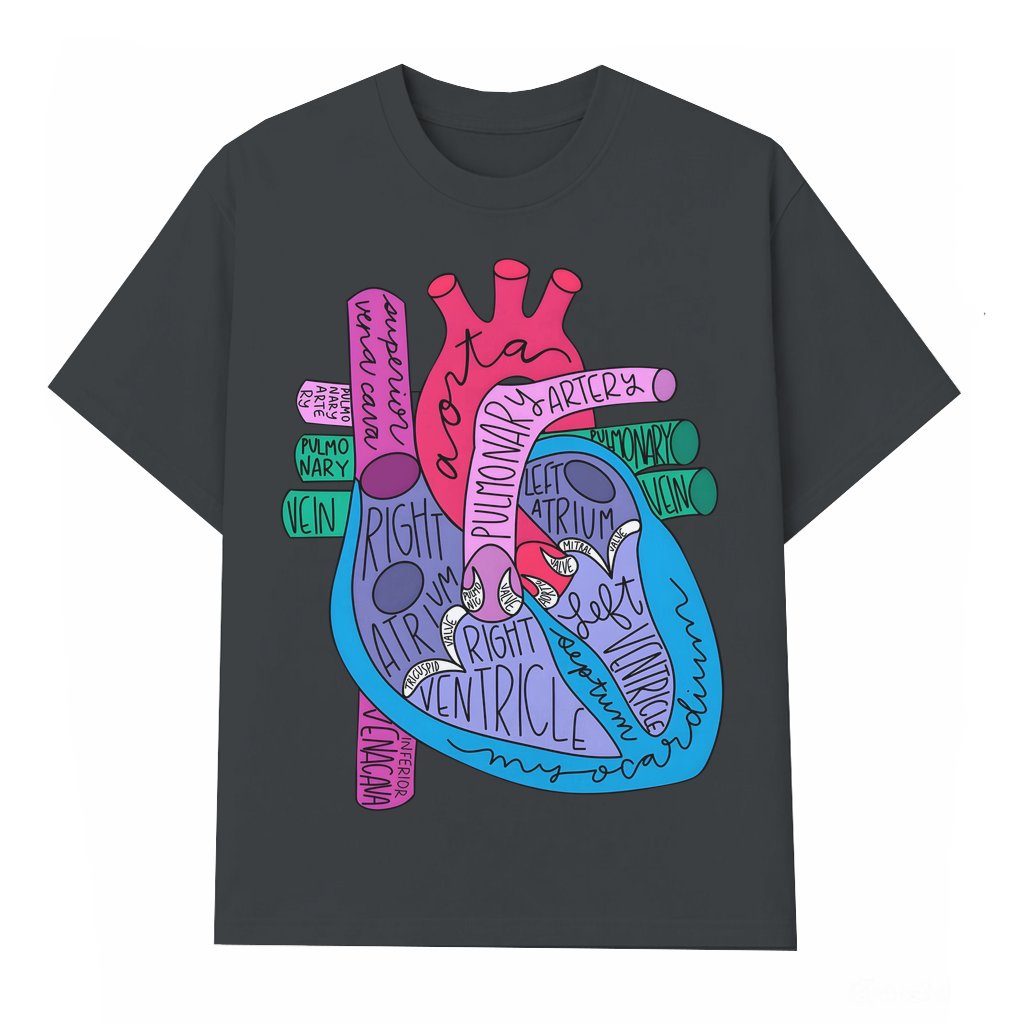Heart Anatomy Tee – Gift for Nursing Student Med Student Graphic - front view