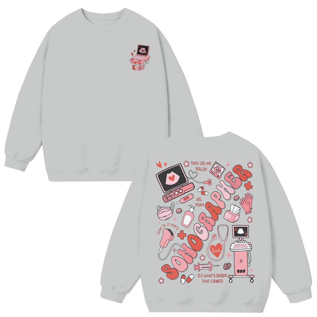 Personalized Sonographer Sweatshirt – Valentine's Day Gift for Ultrasound Tech - front view