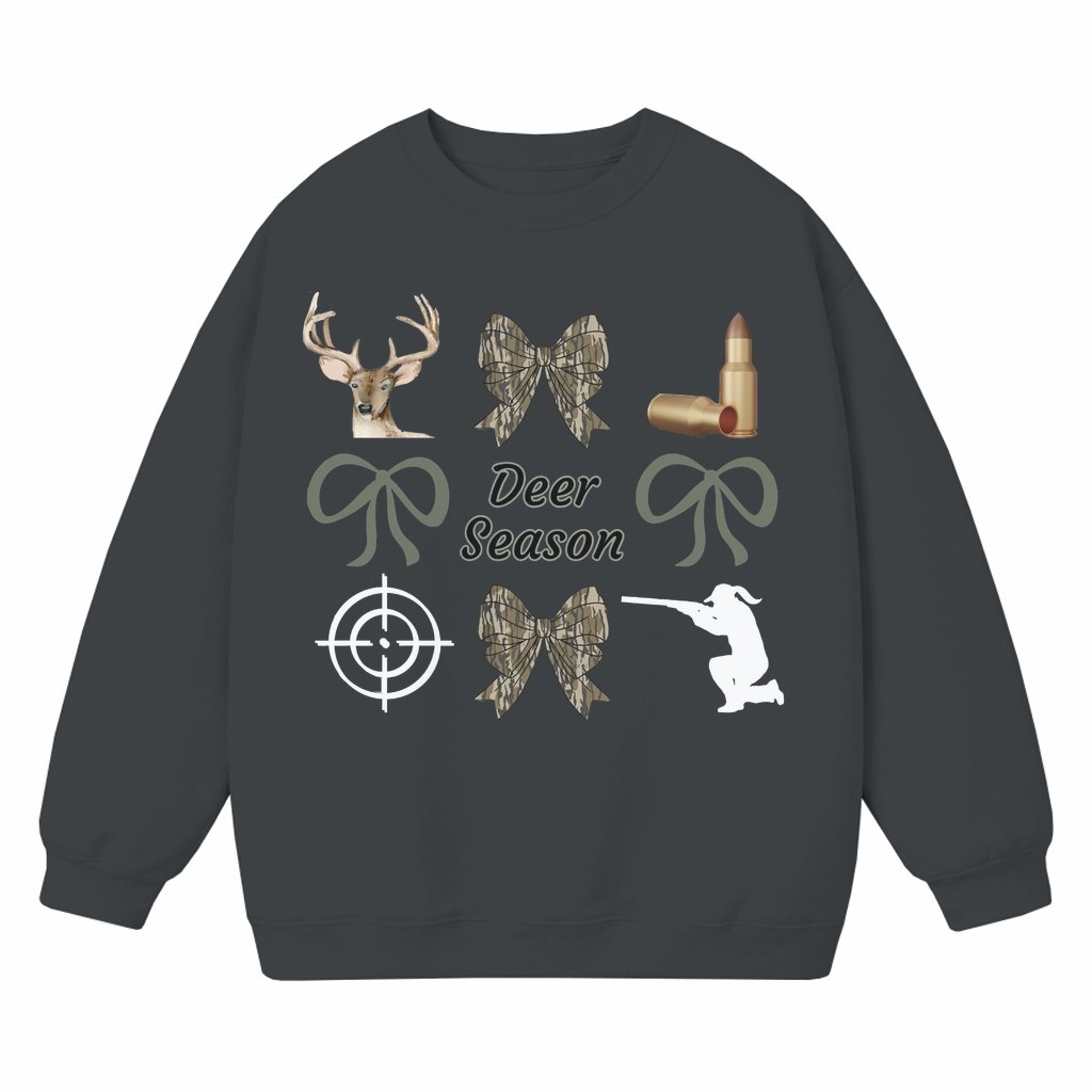 Cute Coquette Camo Bow Deer Hunting Sweatshirt – Gift for Hunter - front view