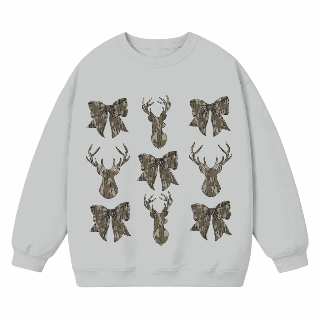Camo Coquette Bow Deer Hunt Sweatshirt – Hunting Gift for Hunter - front view