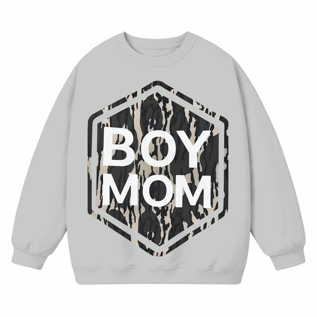 Classic Boy Mom Camo Sweatshirt – Fall Gift for Mom Rustic Hunting Inspired - front view