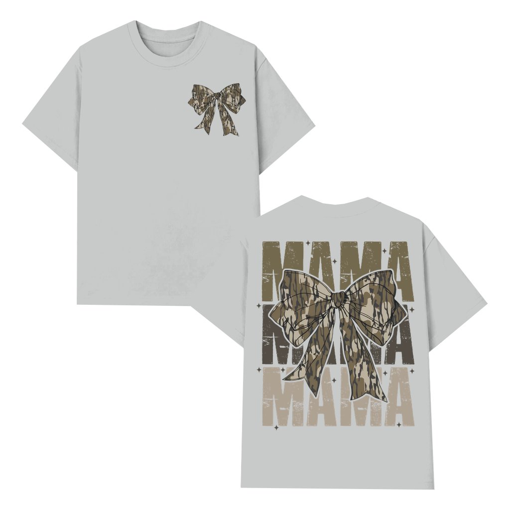 Camo Hunting Wife T-shirt – Mother's Day Gift for Mom Trendy Coquette Bow - front view