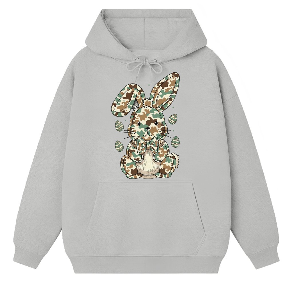 Easter Bunny Hoodie – Easter Gift for Egg Hunter Camouflage Retro - front view