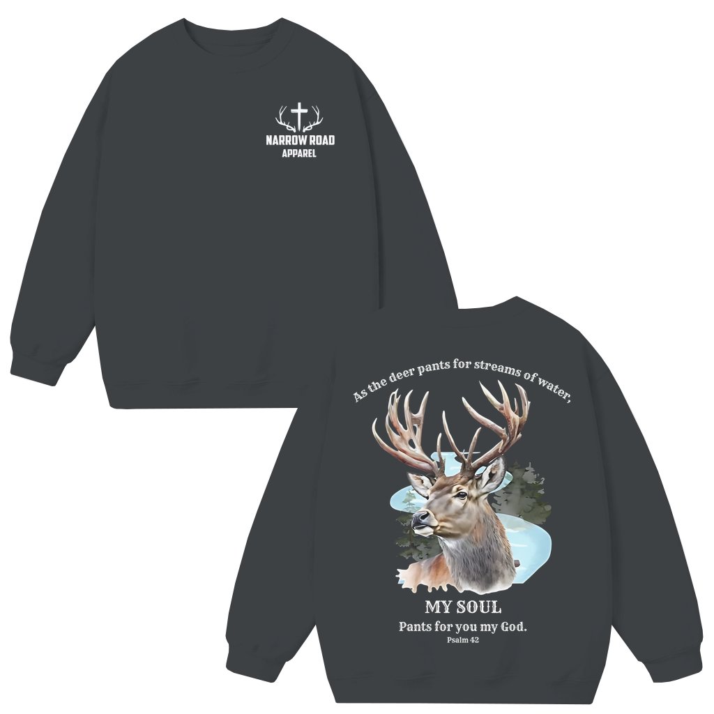 Christian Hunting Pullover Sweatshirt – Gift for Him Psalm 42 Bible Verse - front view
