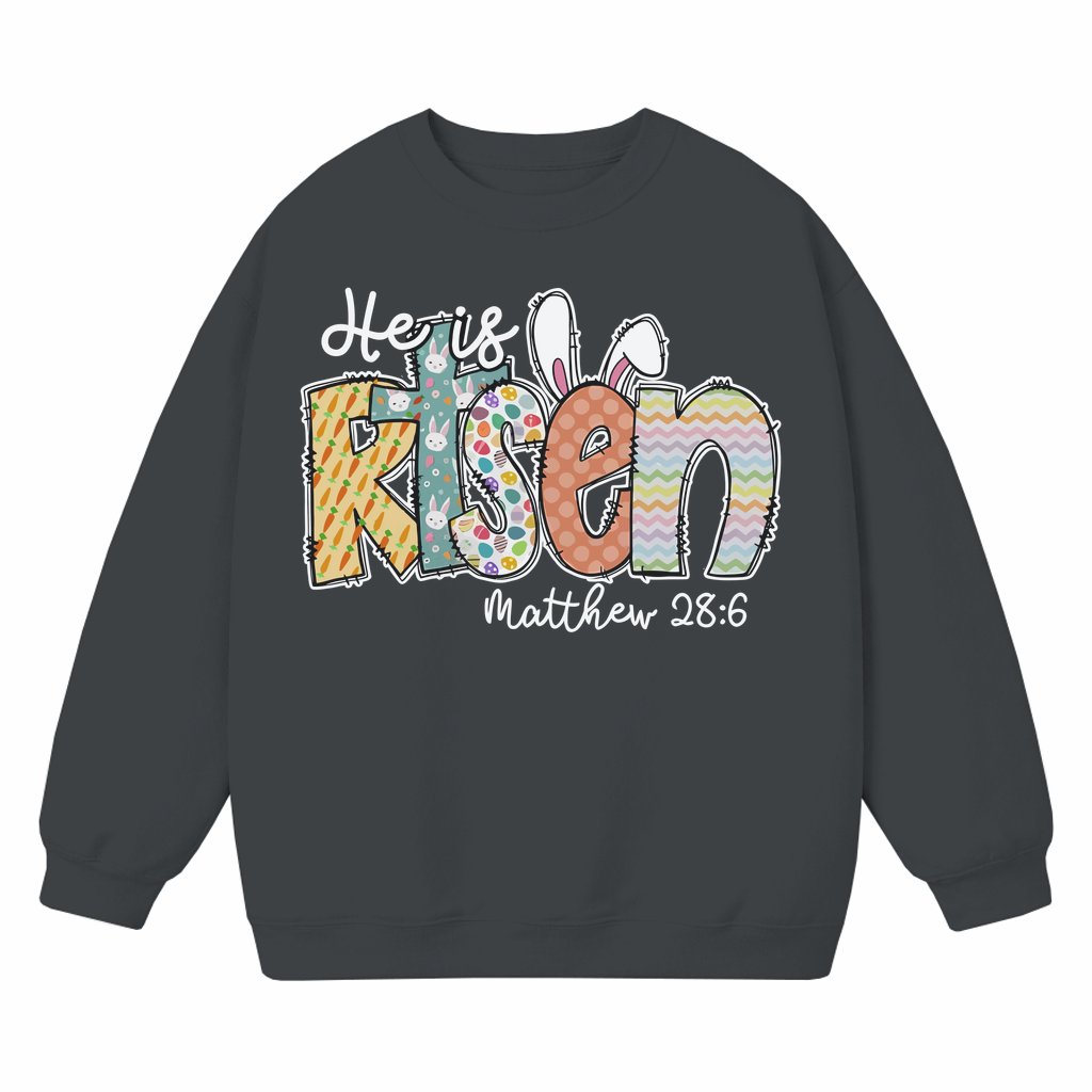 He is Risen Matthew 28:6 Sweatshirt – Easter Gift for Women Retro Christian - front view