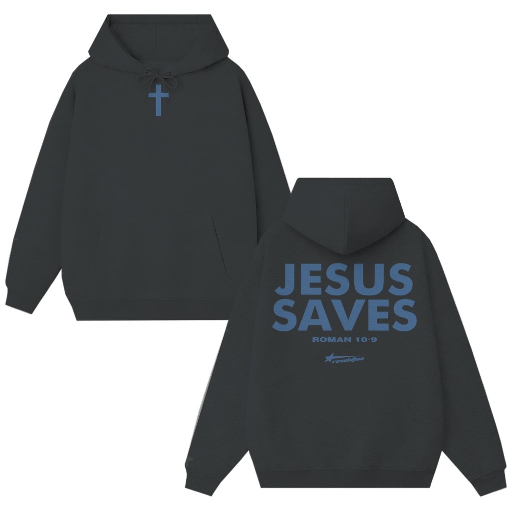 JESUS SAVES Hoodie – Christian Gift for Men Women Romans 10:9 - front view