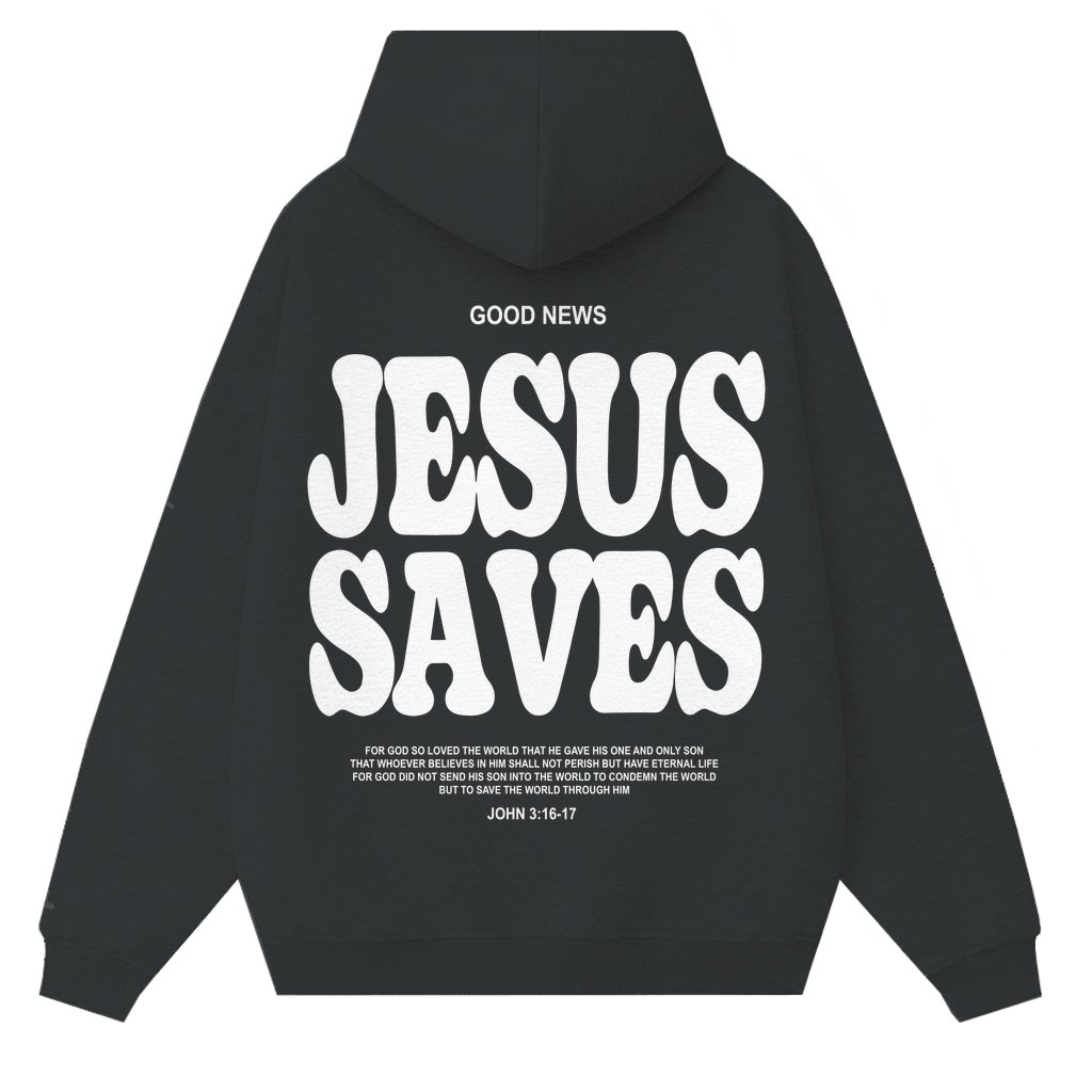 Jesus Saves Hoodie – Christian Gift for Him/Her John 3:16-17 Bible Verse - front view