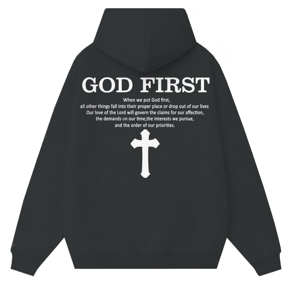 God First Message Hoodie – Christian Gift Inspiring Classic - front view