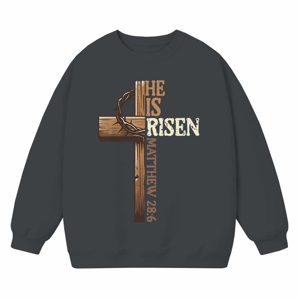 He Is Risen Cross Sweatshirt – Easter Gift for Men Funny Christian - front view