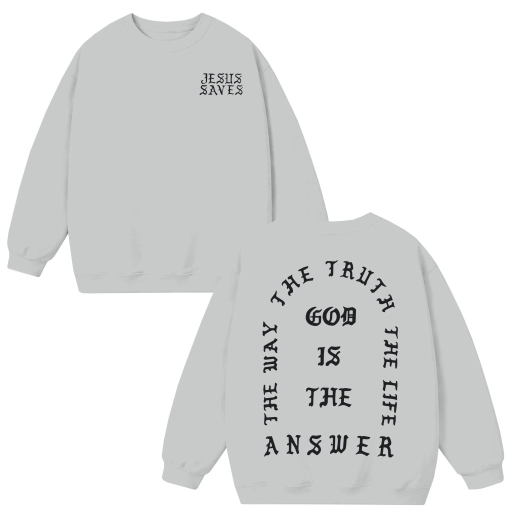 Jesus Saves Sweatshirt – Christian Religious Scripture Gift - front view