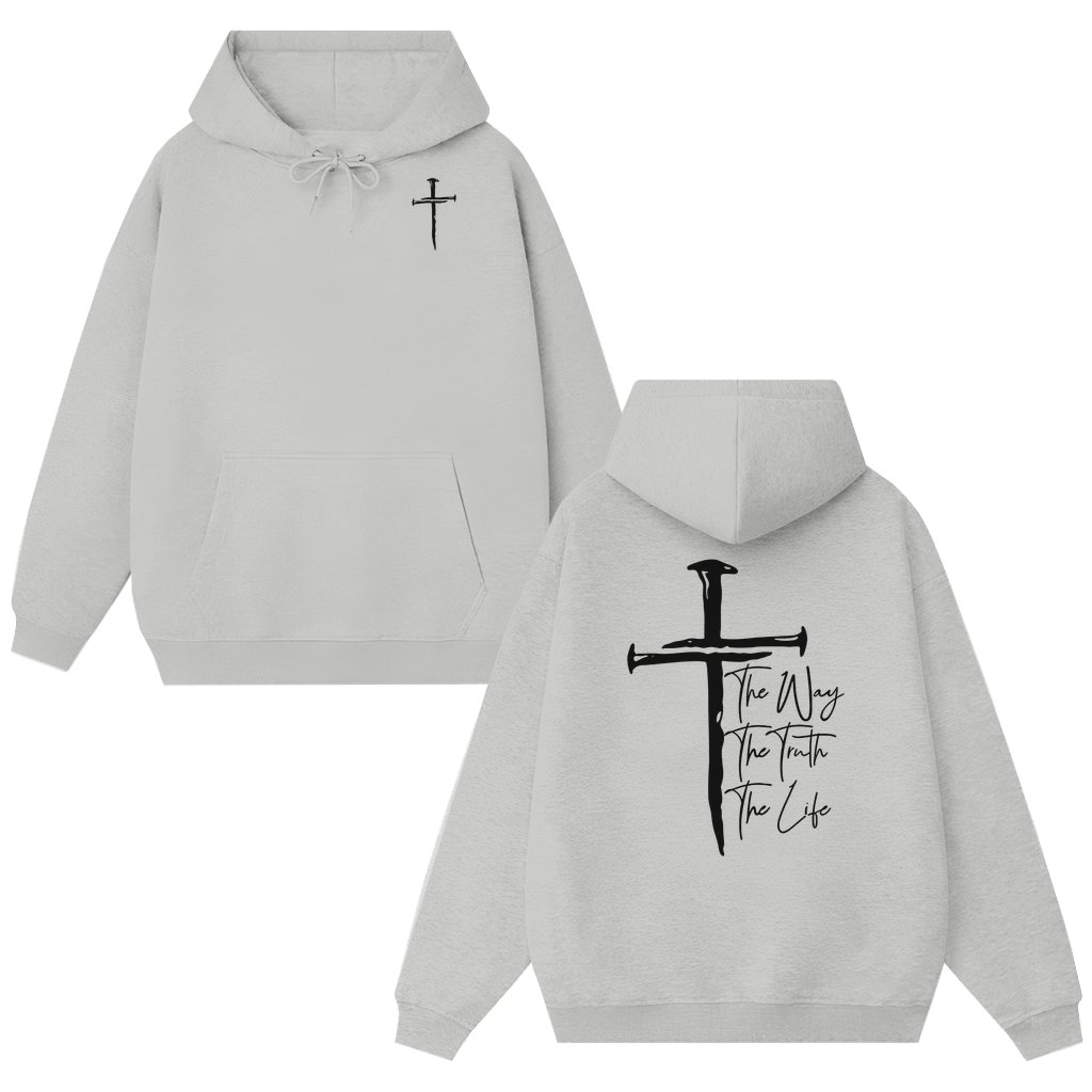 Faith Cross Hoodie – Christian Gift for Christians Way Truth Life - front view