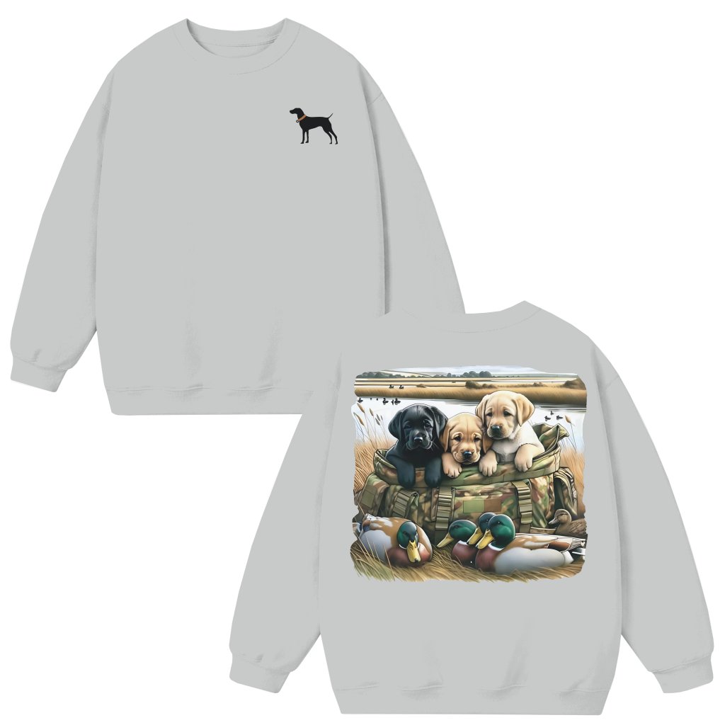 Camo Labrador Mallard Sweatshirt – Gift for Nature Lovers Cute 2 Sided Print - front view
