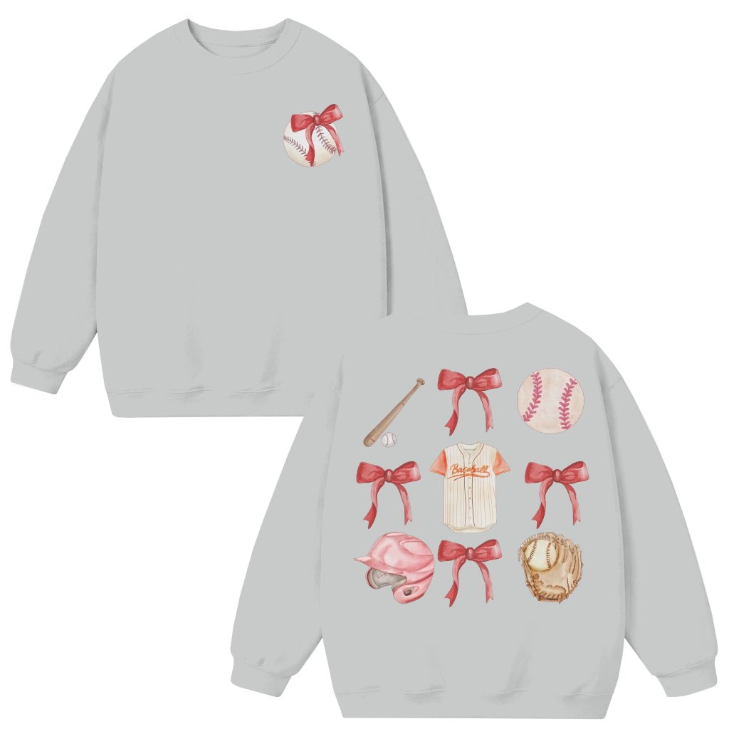 Vintage Bow Baseball Mom Sweatshirt – Gift for Mom Retro - front view