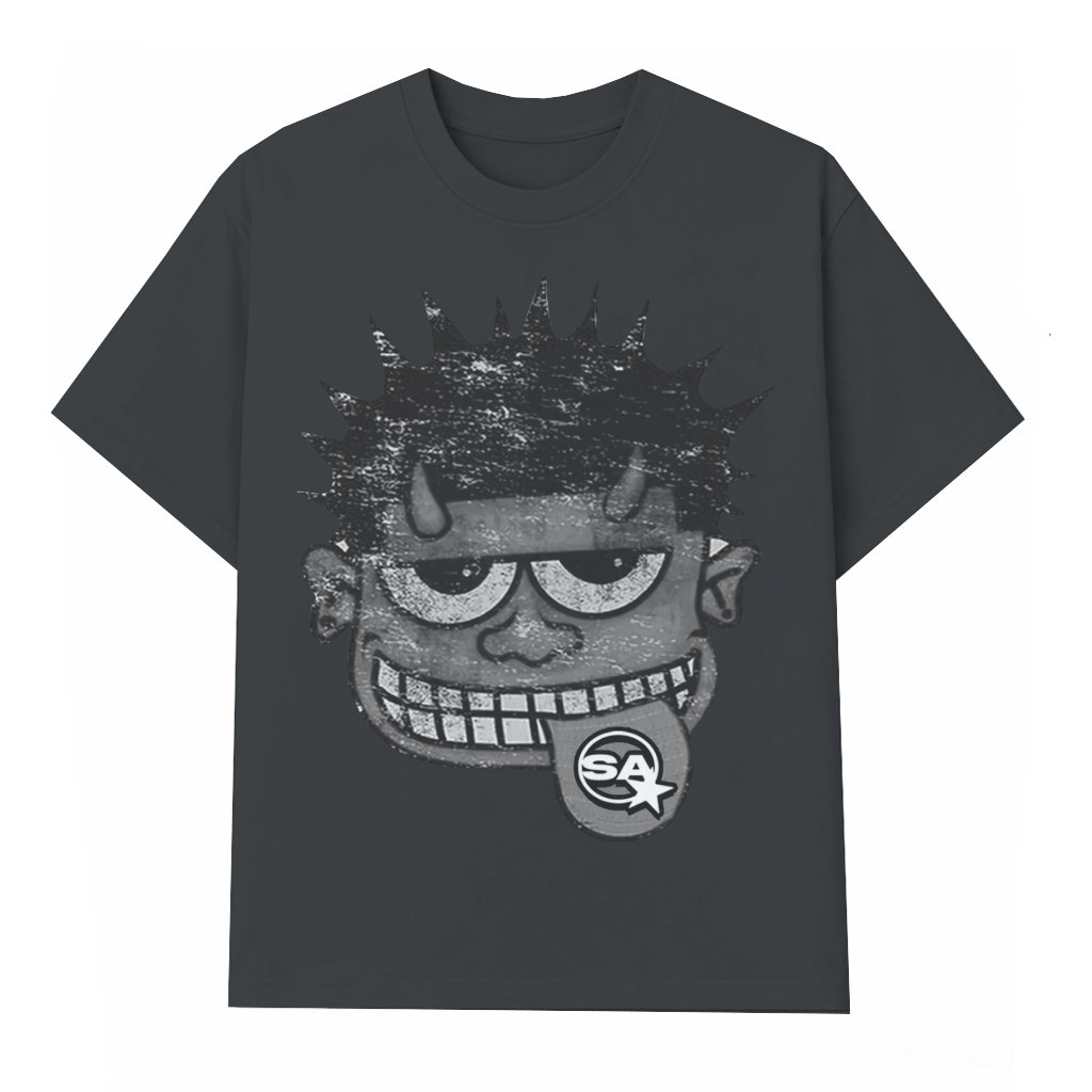 Monster Streetwear T-shirt – Summer Gift for Men Women Grey Black - front view