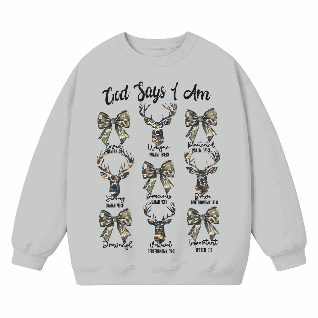Christian Hunting Sweatshirt – Gift for Hunter Camo Deer Bow - front view