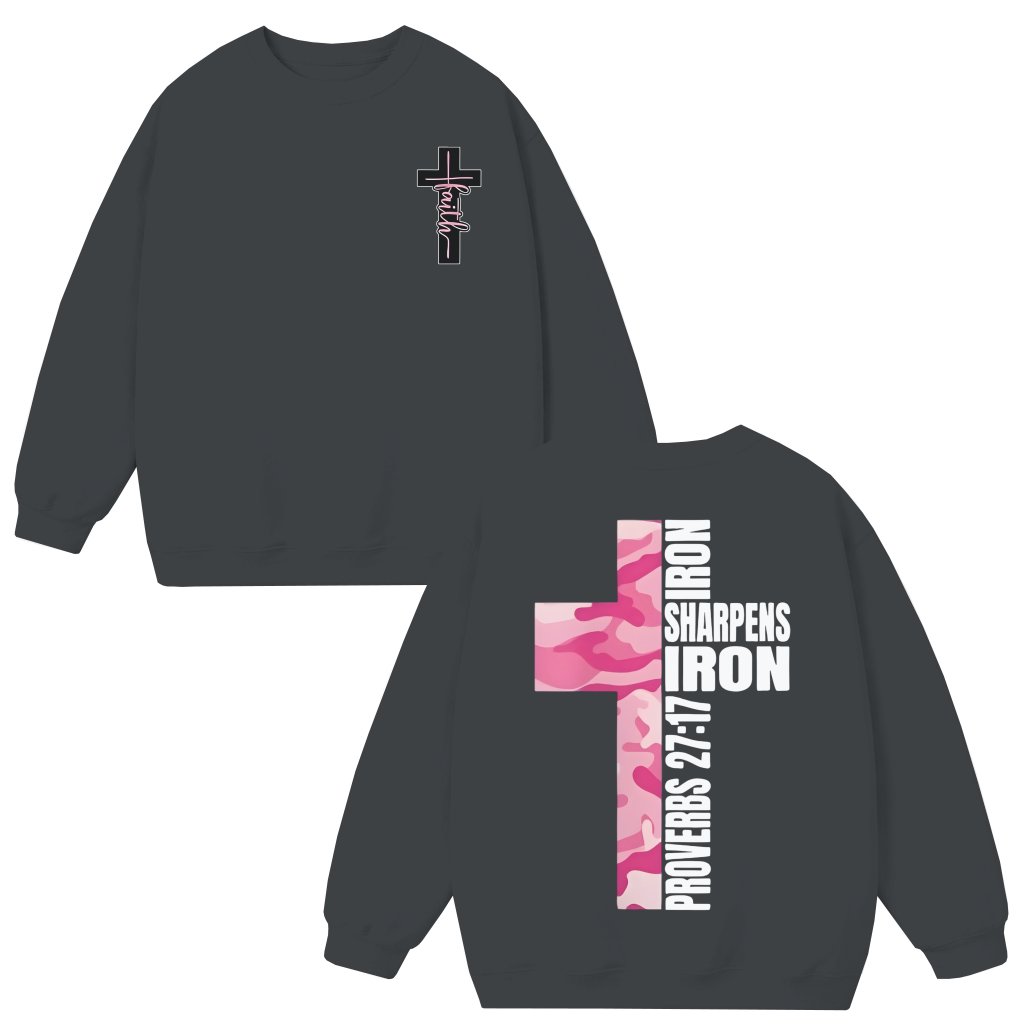Faith Cross Sweatshirt – Gift for Best Friend Christian Inspirational - front view