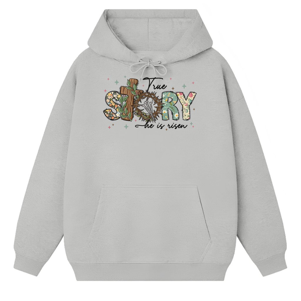 He is Risen Hoodie – Easter Christian Gift Bible Verse - front view