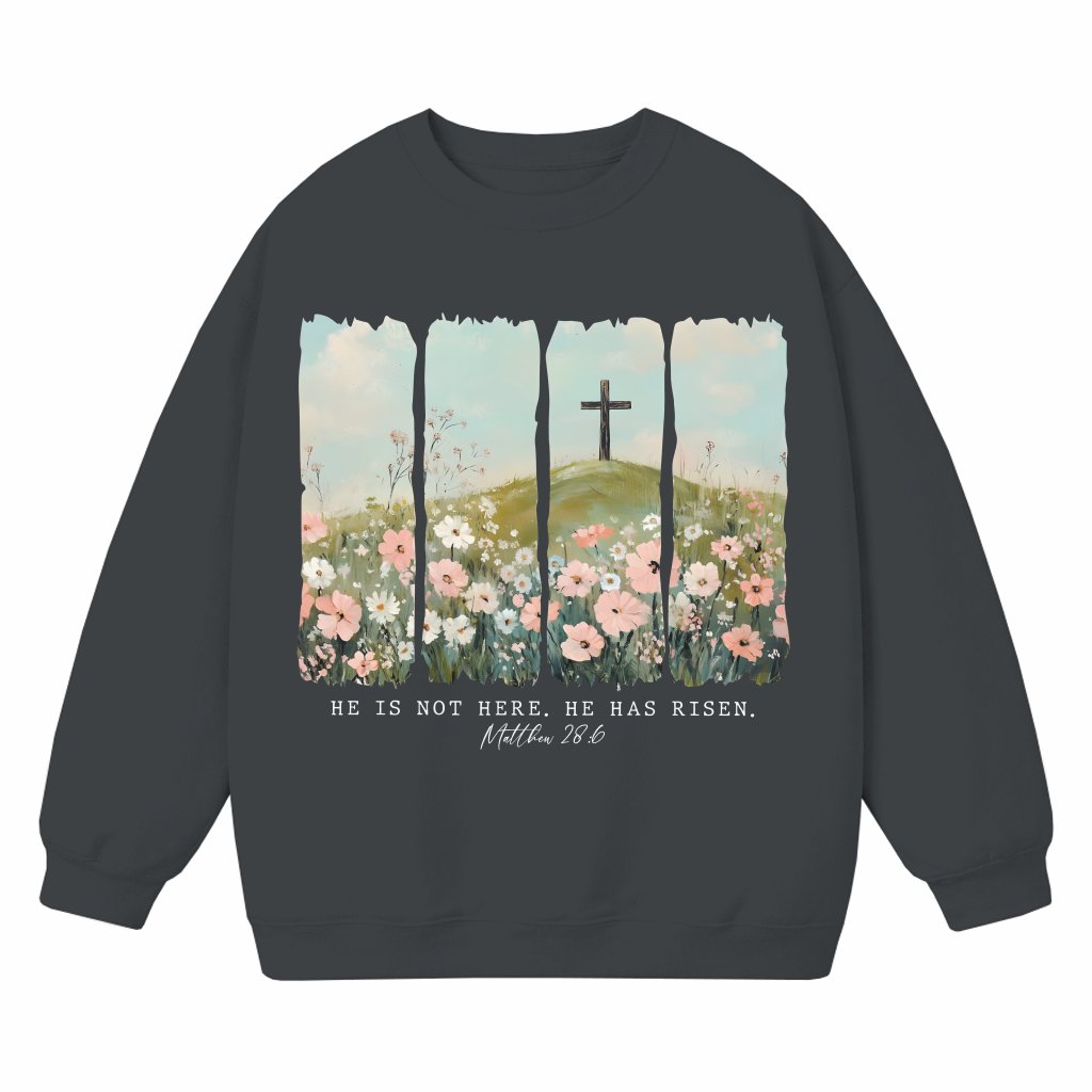 He Has Risen Sweatshirt – Easter Christian Faith Gift for Christians - front view