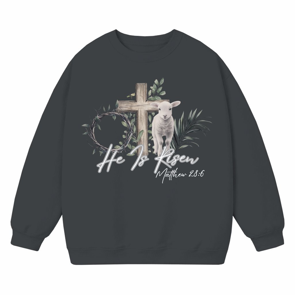 He Is Risen Sweatshirt – Easter Gift for Christian Bible Verse - front view