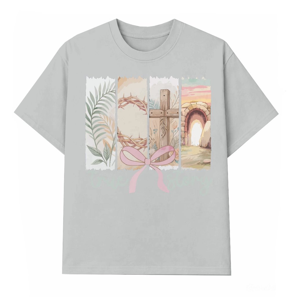 He Is Risen Retro Floral Tee – Easter Gift for Christians - front view