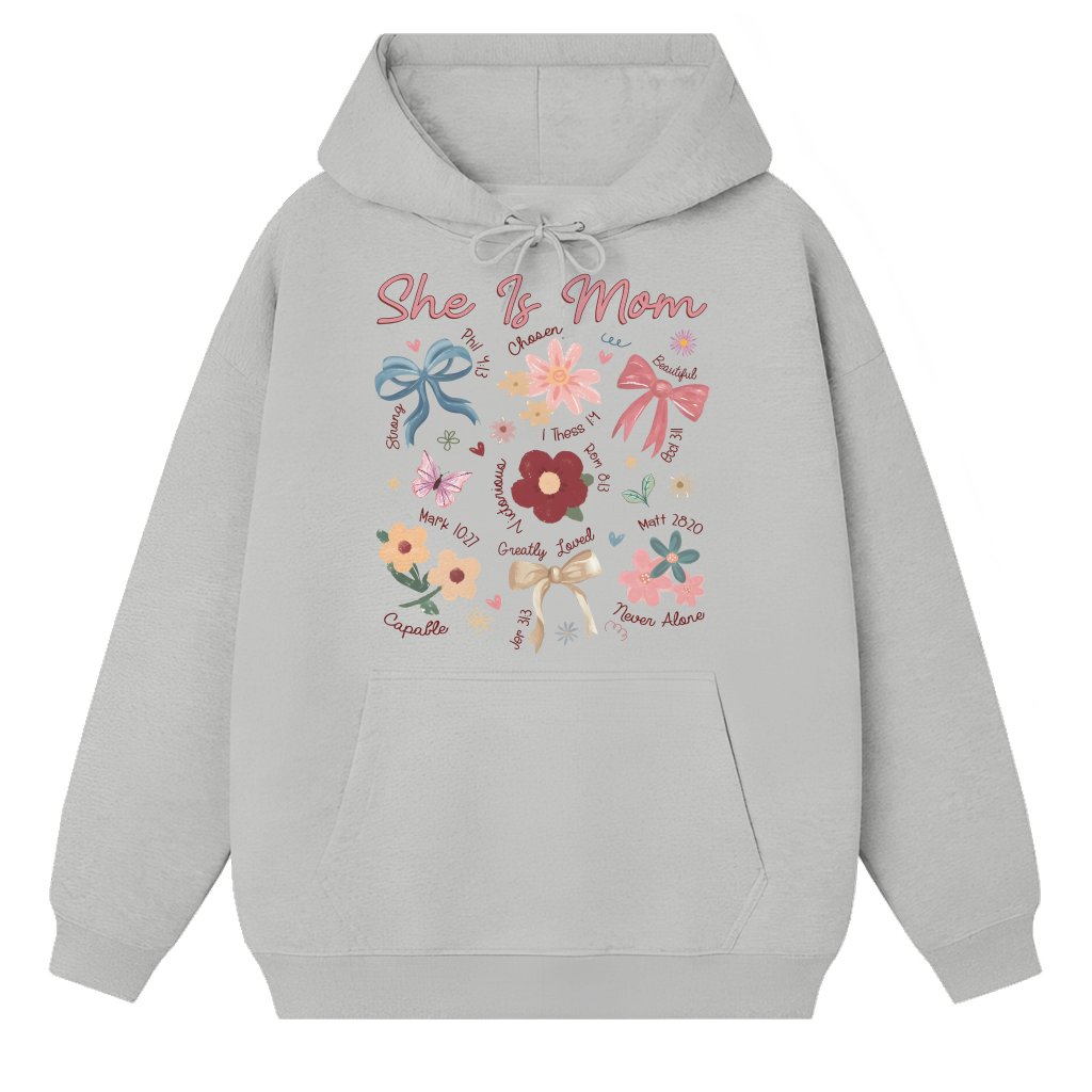 Christian Mama Floral Hoodie – Mother's Day Gift for Mom Boho Style - front view