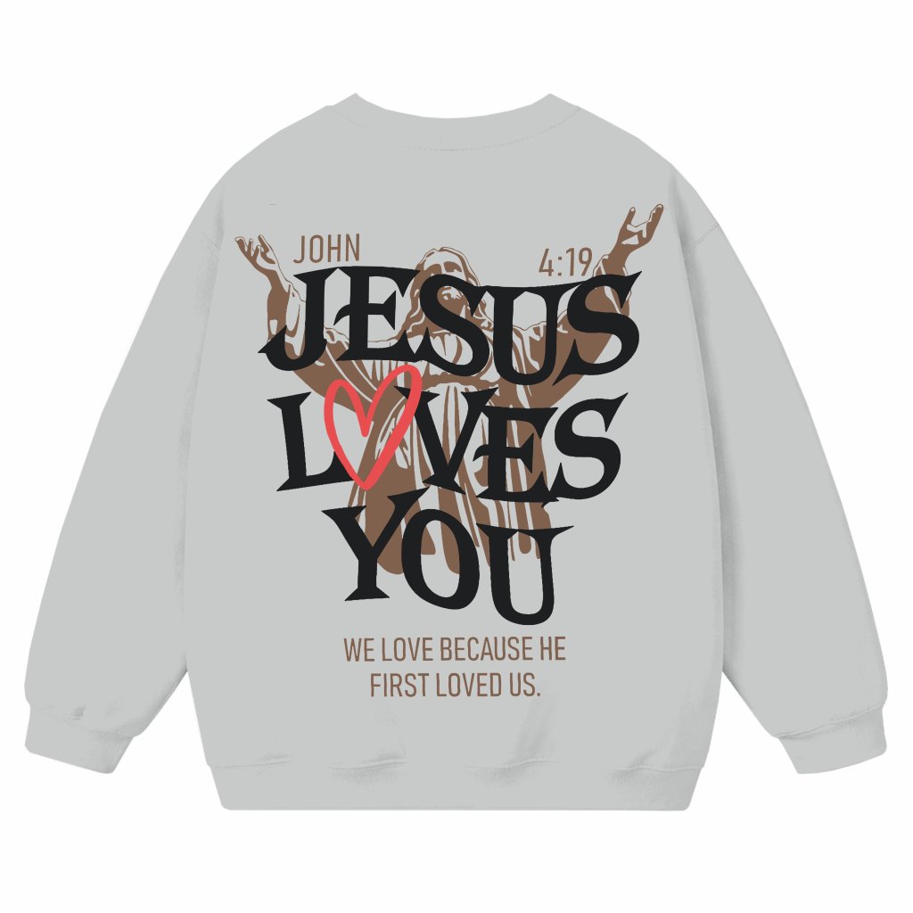 Jesus and Heart Sweatshirt – Gift for Men Christian Trendy - front view