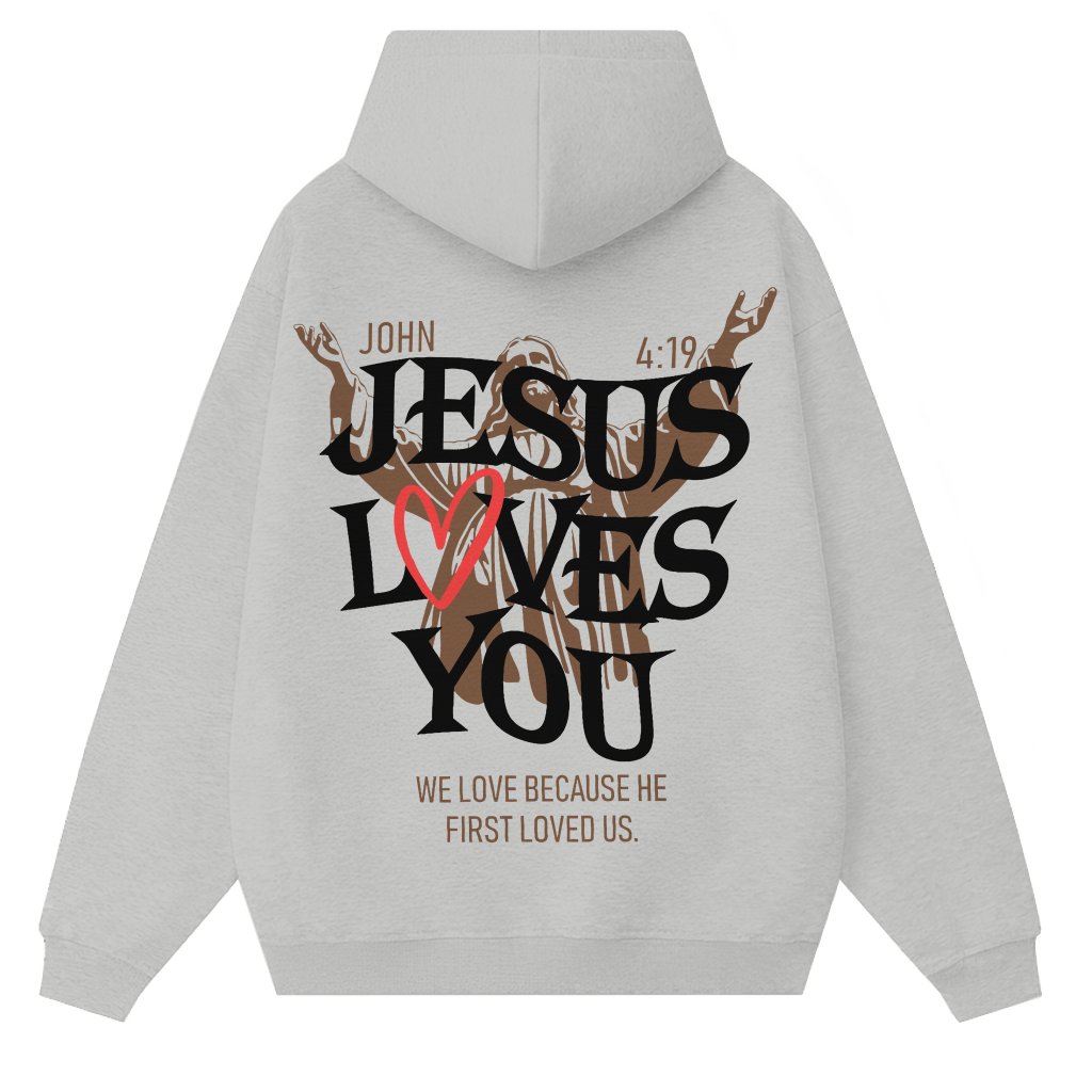 Jesus Heart Hoodie – Christian Gift for Men Graphic - front view