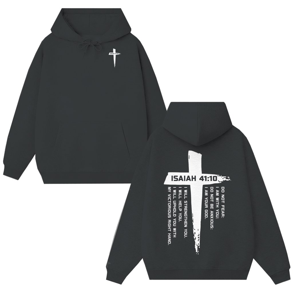 Isaiah 41:10 Do Not Fear Bold Cross Hoodie – Christian Gift for Believers Inspirational - front view