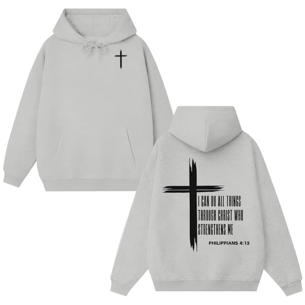 I Can Do All Things Philippians 4:13 Hoodie – Christian Gift for Women Men Bible Verse Cross - front view
