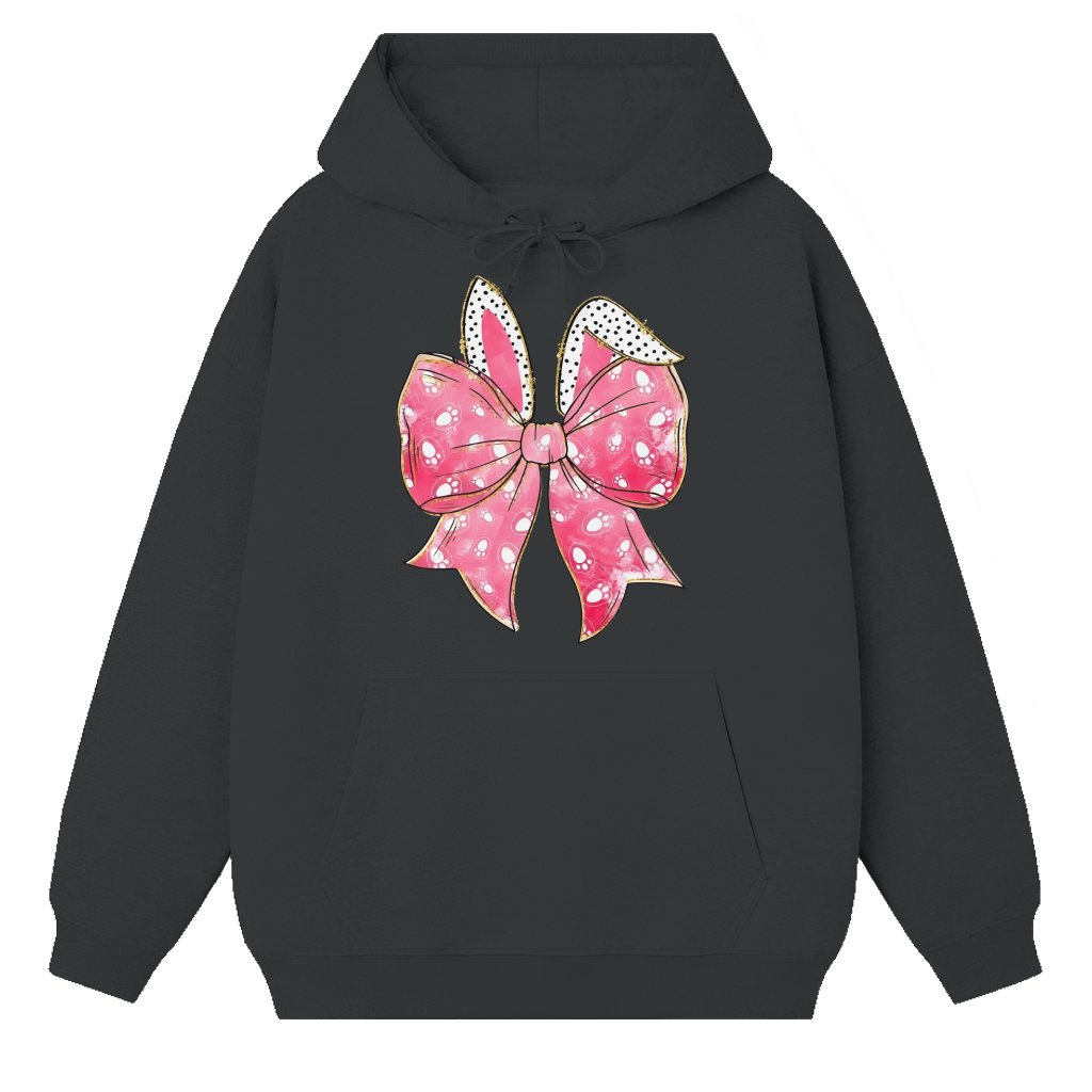 Bunny Coquette Bow Hoodie Easter – Gift for Her with Rabbit Ears - front view