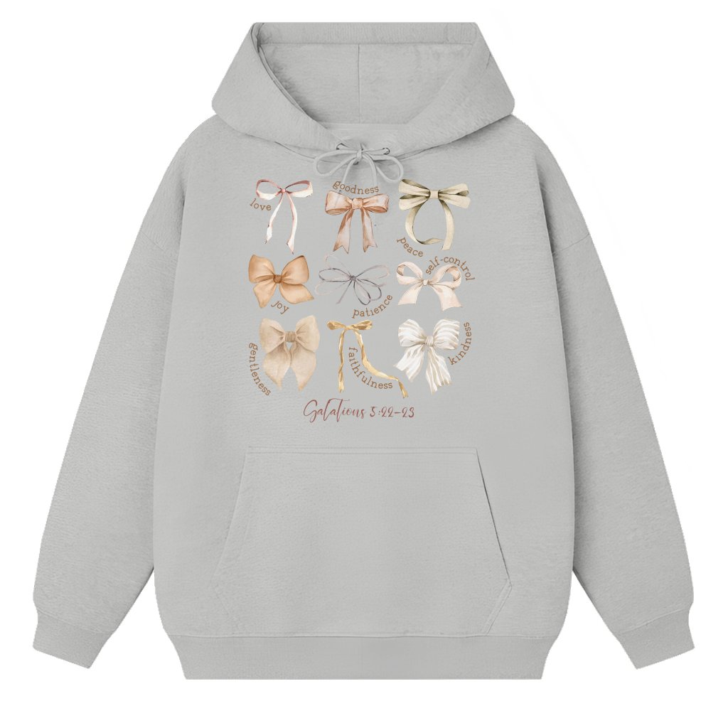 Fruit of the Spirit Hoodie – Christian Gift for Mom Coquette Bow - front view