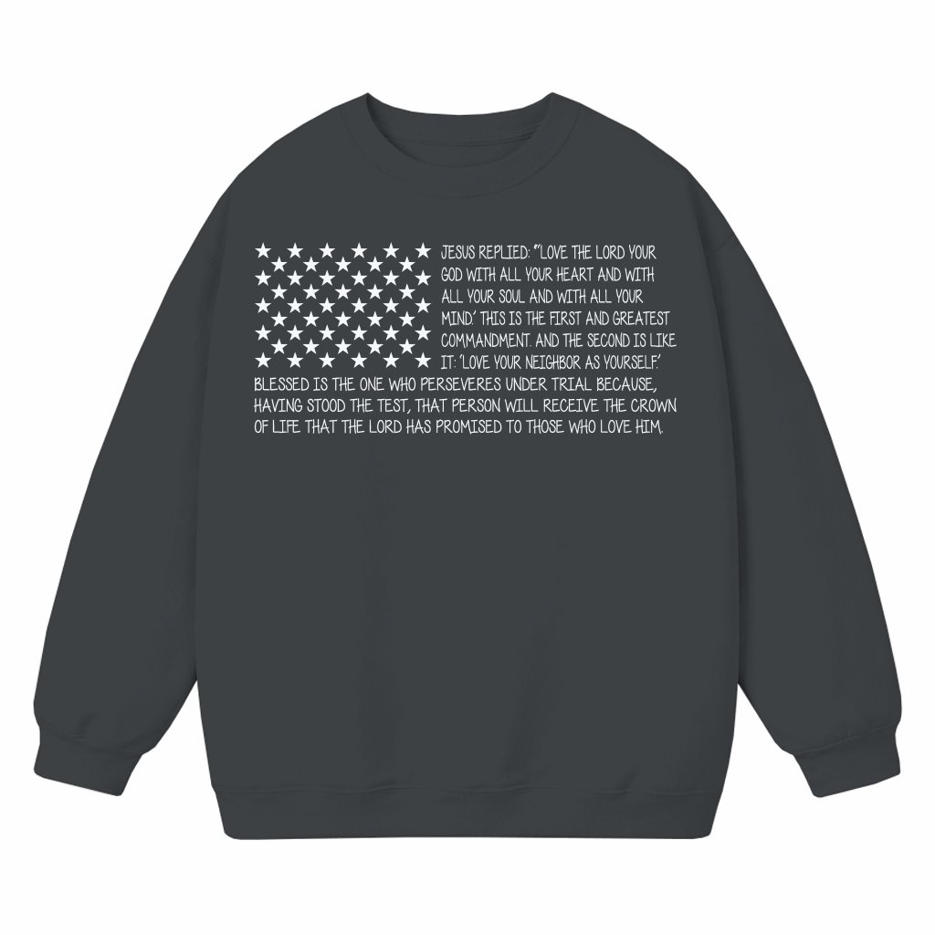 USA Flag Christian Bible Verse Sweatshirt – Patriotic Gift for Men - front view