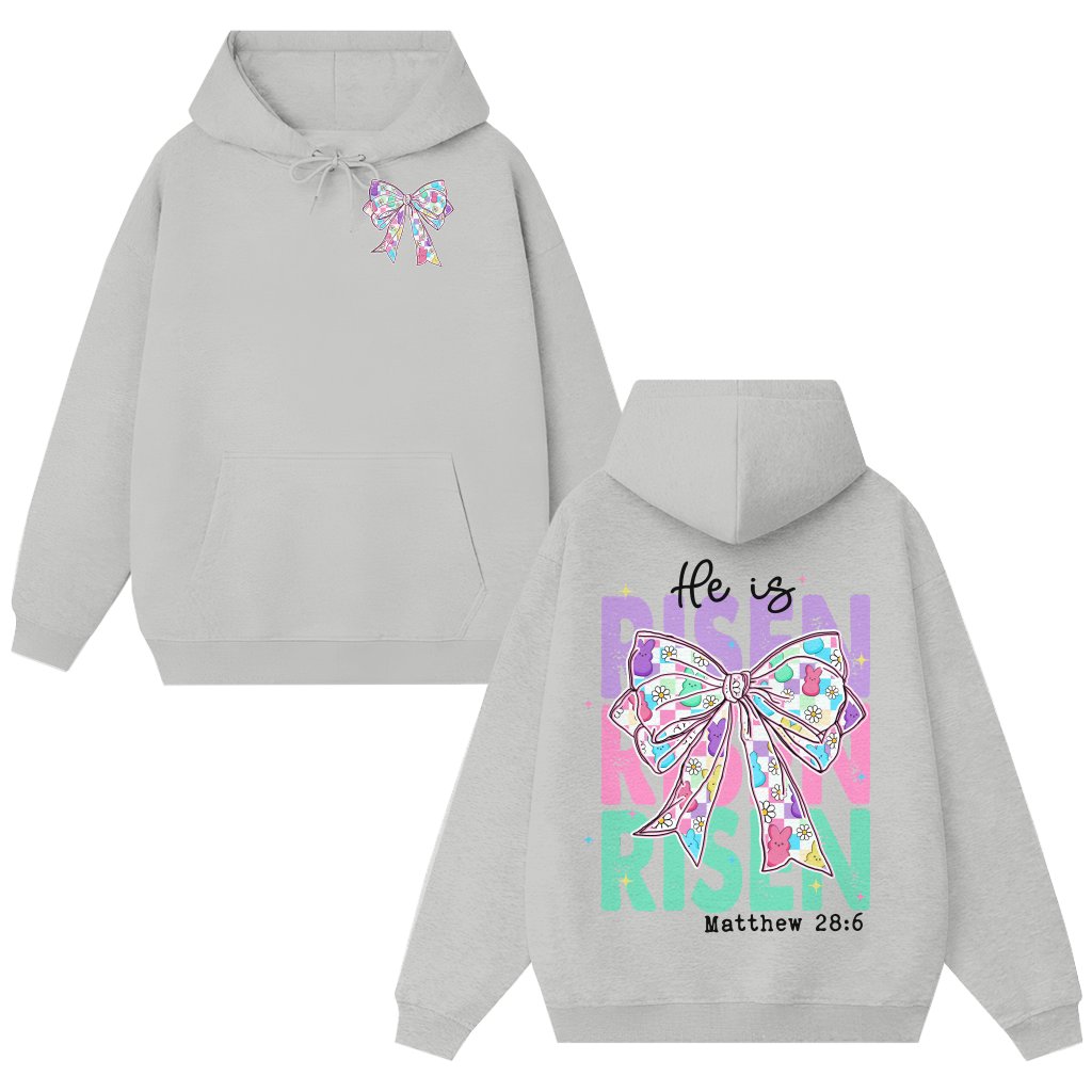 He is Risen Matthew 28:6 Hoodie – Easter Christian Gift Bible Verse - front view